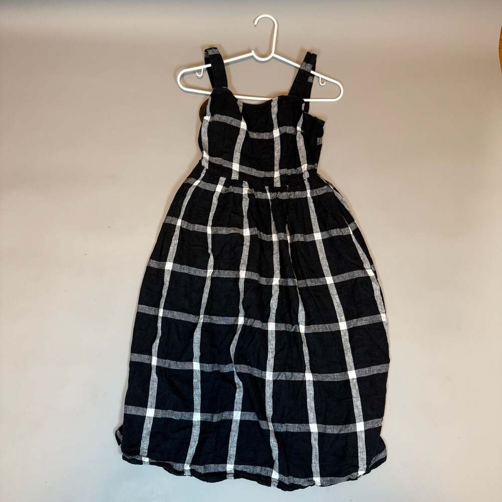 Who What Wear Women’s Black White Windowpane Plaid Midi Dress Size XS